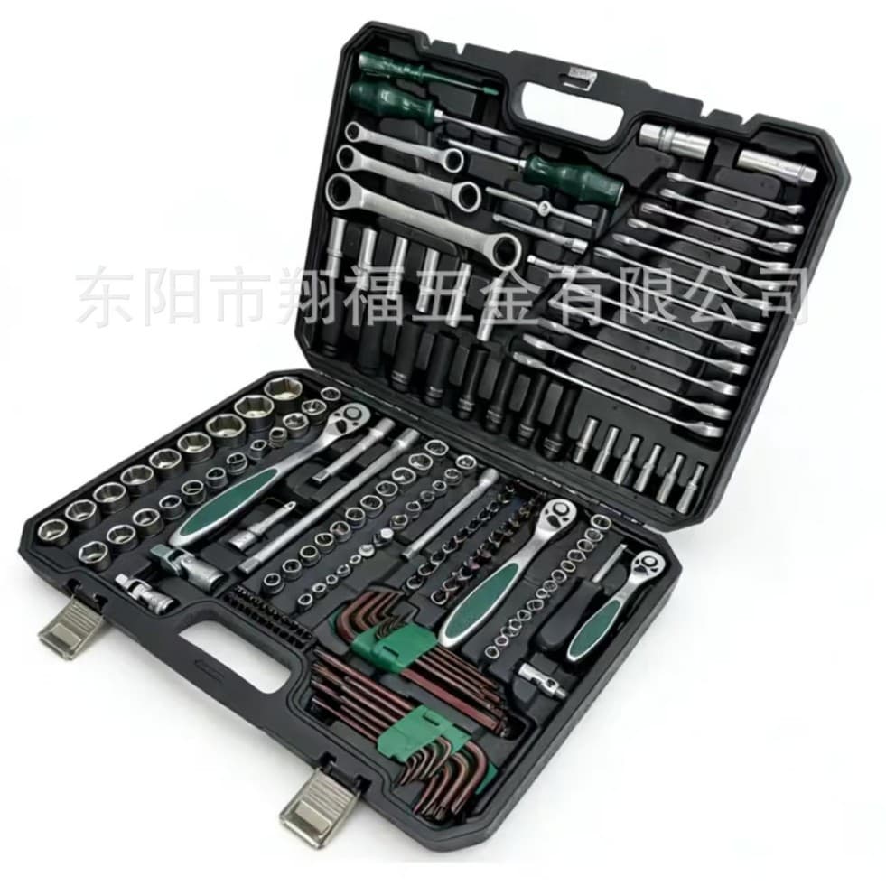 174-Piece 72-Tooth Ratchet Wrench Set, Automotive Mechanical Repair Socket Wrench Kit, Hardware Toolbox Combination Set