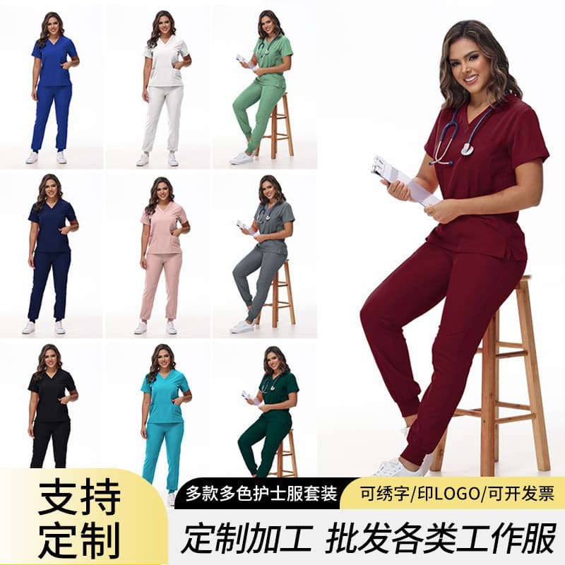 Cross-Border Summer Short-Sleeve Nurse Uniform Set, Medical Care Uniform for Hospital Staff, Separate Scrub Suit Set