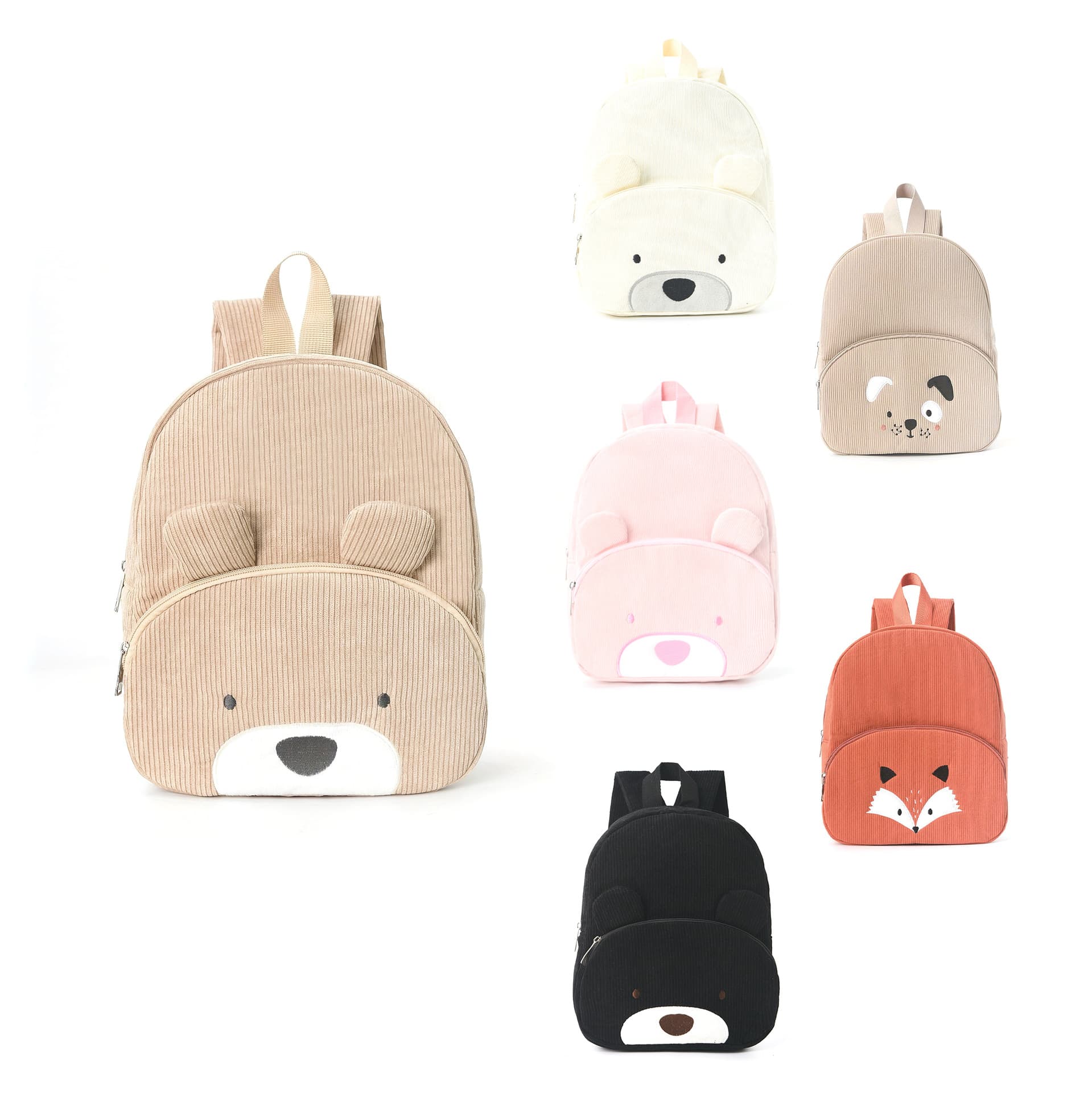 Cross-border Hot-selling Corduroy Backpack Student Casual Cartoon School Bag Large Capacity Cute Bear Backpack Plush Bag