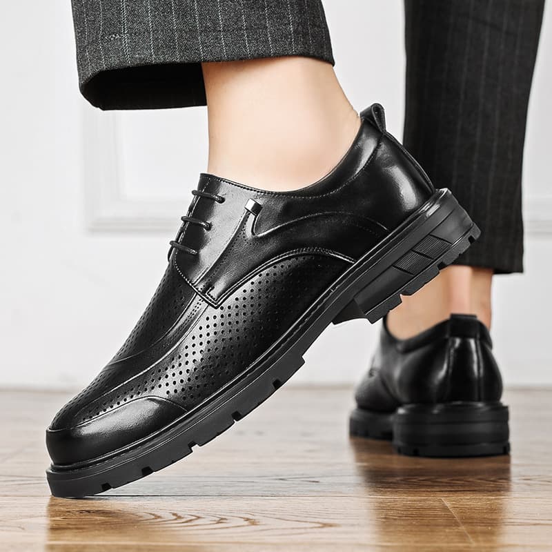 Autumn New Men's Breathable Versatile Wedding Shoes, Men's Shoes, Business Formal Wear, Casual Hollow Leather Shoes, Men's Wholesale
