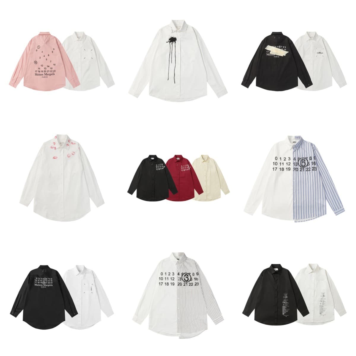 Cross-border Maison Margiela MM6 loose letter men and women printed long-sleeved shirt shirt