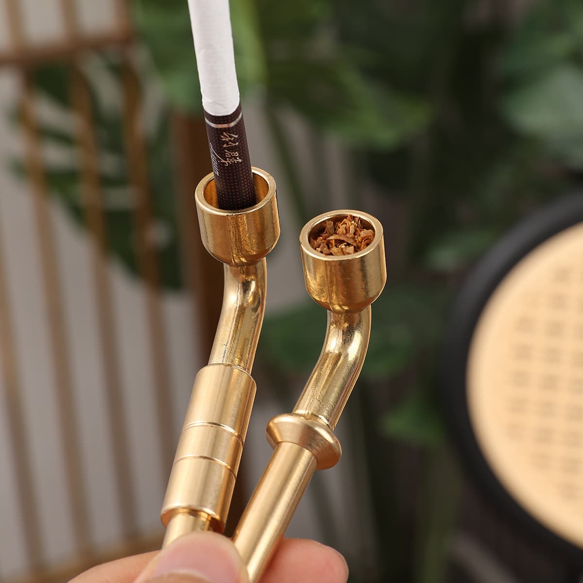 New Brass Filter Removable Dual-Use Smoking Bowl Thickened Mini Bent Pipe Dry and Coarse Tobacco Dual-Use Pipe