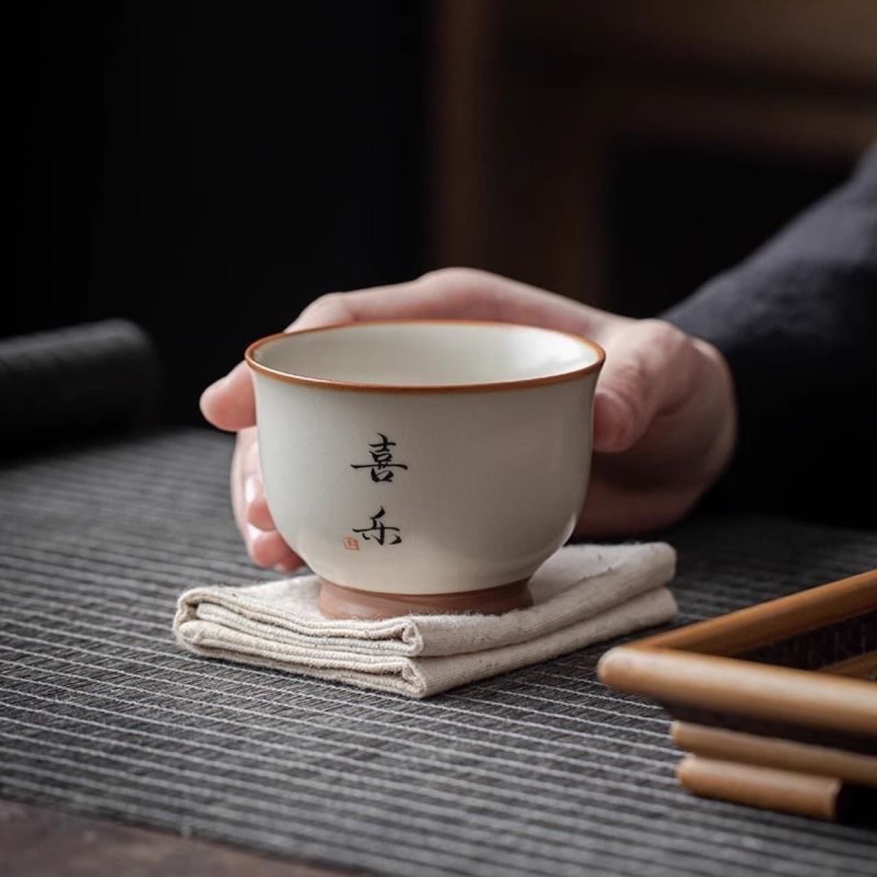 Ru Kiln Rice Yellow Master Cup Large Home Tea Bowl Single Ceramic Cup Personal Custom Handwritten Tea Tasting