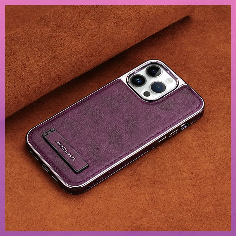 Leather Case with Stand for iPhone 13, 14 Pro Max, 15, Full Coverage, Anti-Drop, Business Men's Leather Case
