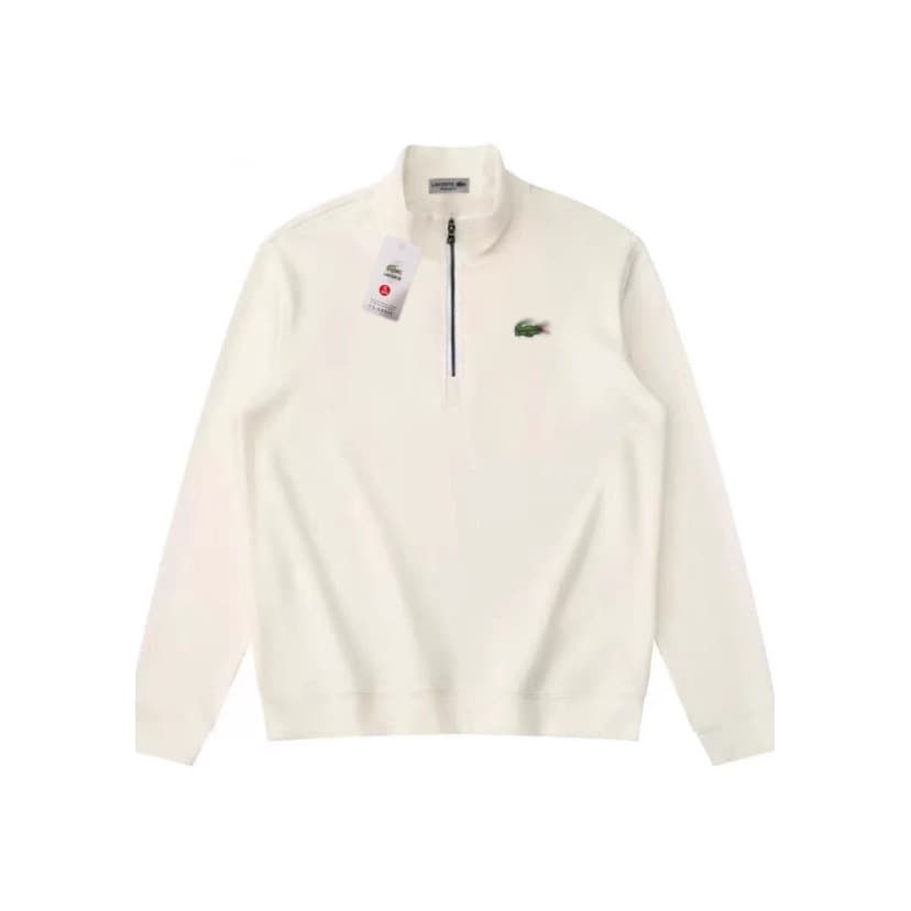 Cross-border stock, autumn/winter unisex embroidered same-color logo half-zip stand-collar loopback loose sweatshirt