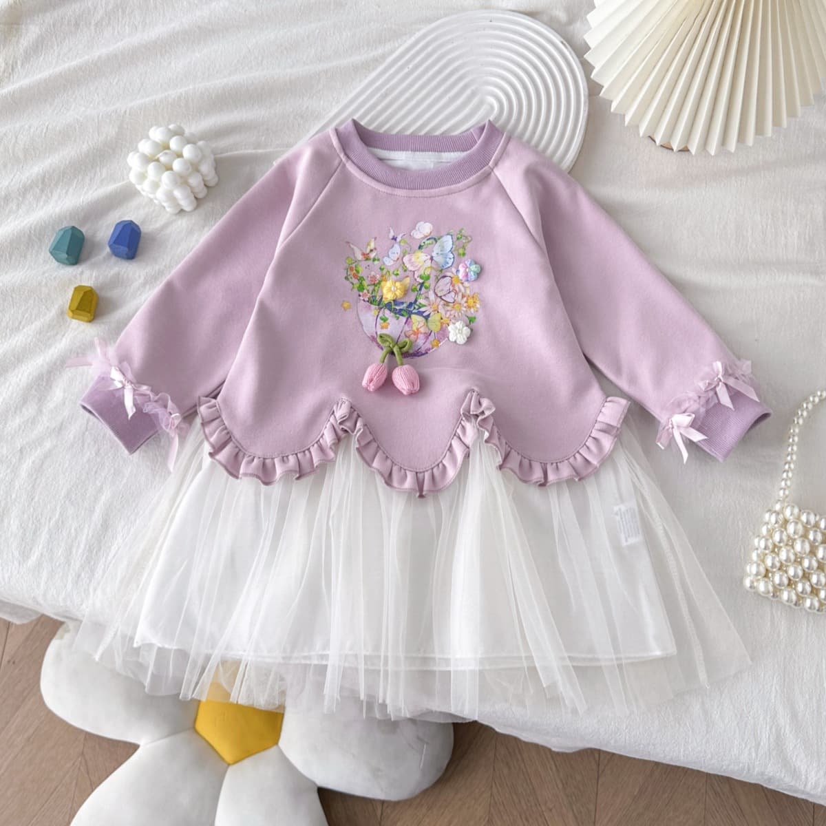 6765 Girls' Dress 2025 Autumn New Style, Early Autumn Long Sleeve Fashionable Sweatshirt Dress