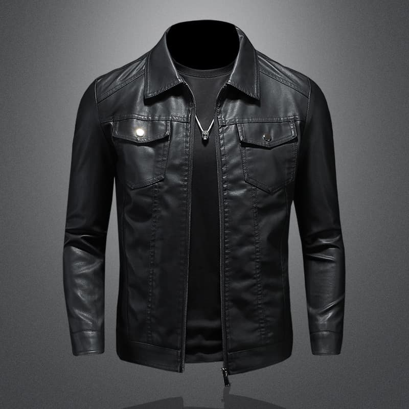 Men's leather jacket 2025 new spring, autumn and winter Korean style slim and trendy velvet thickened motorcycle jacket men's leather jacket