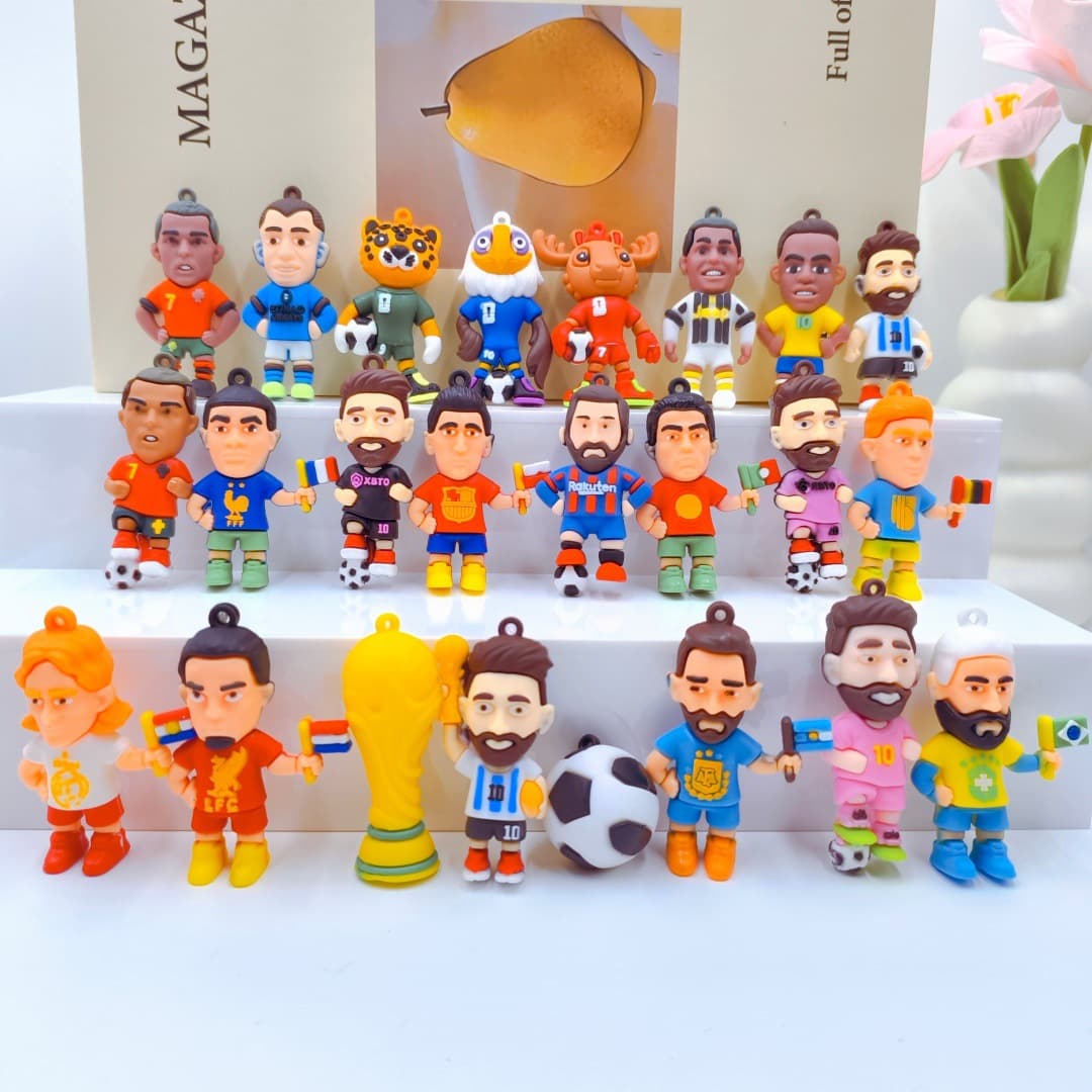 Messi Keychain Plush Pendant Cartoon Football Player Silicone Keychain Cross-border Car Keychain Doll