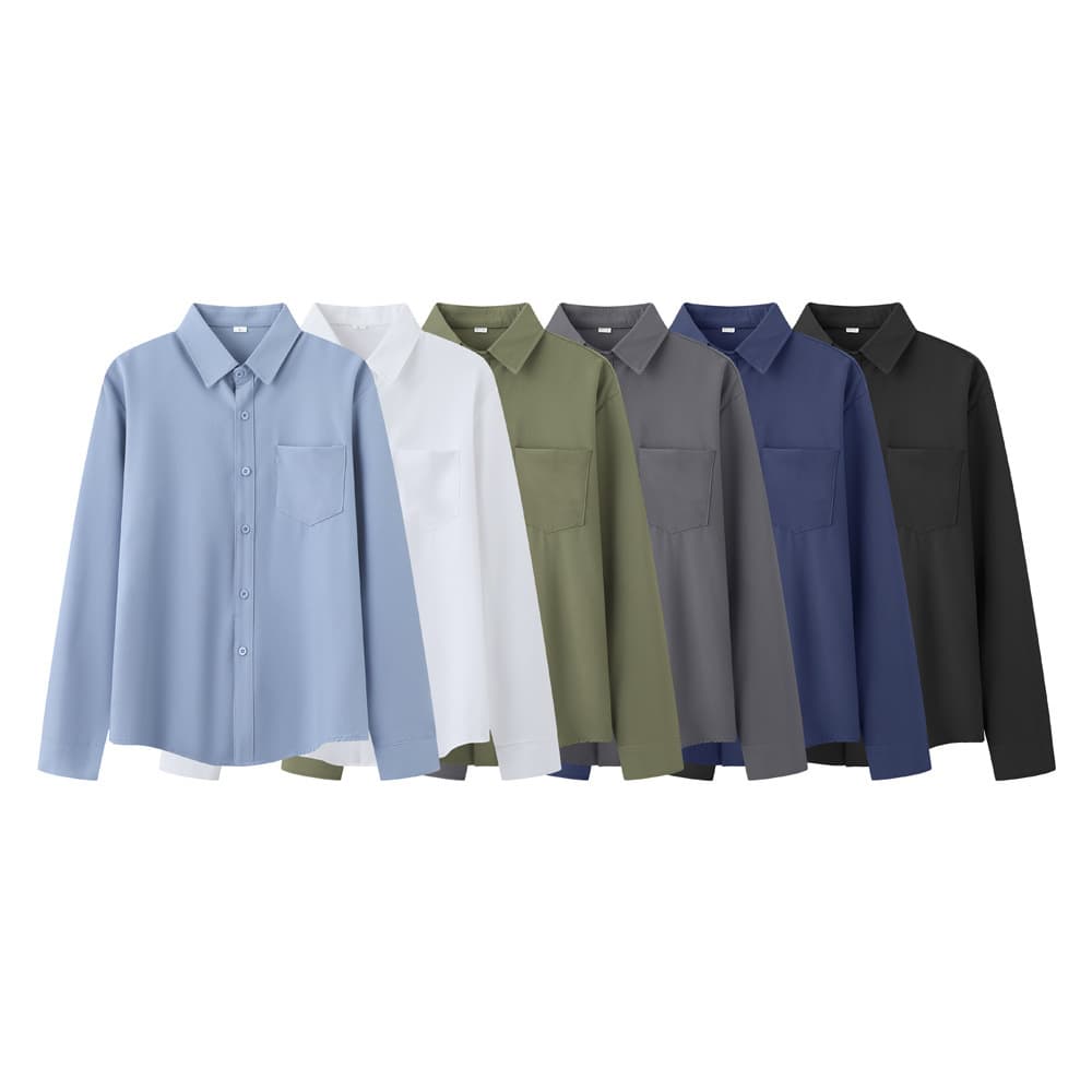 Wrinkle-Free Drape White Shirt Men Long Sleeve Loose Premium Stylish Business Formal Casual White Shirt Men