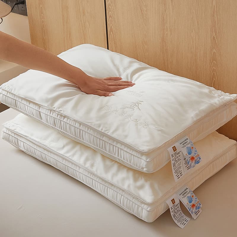 New Style Class A 100% Silk Embroidered Tussah Silk Pillow, Soft and Resilient, Non-Sagging 3D Multi-Layer Pillow Core