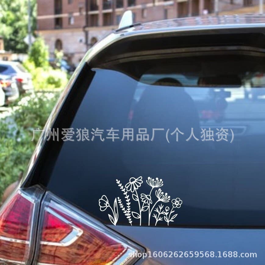 Cross-border foreign trade plant flowers and grass vinyl car stickers removable car truck body window decoration decals