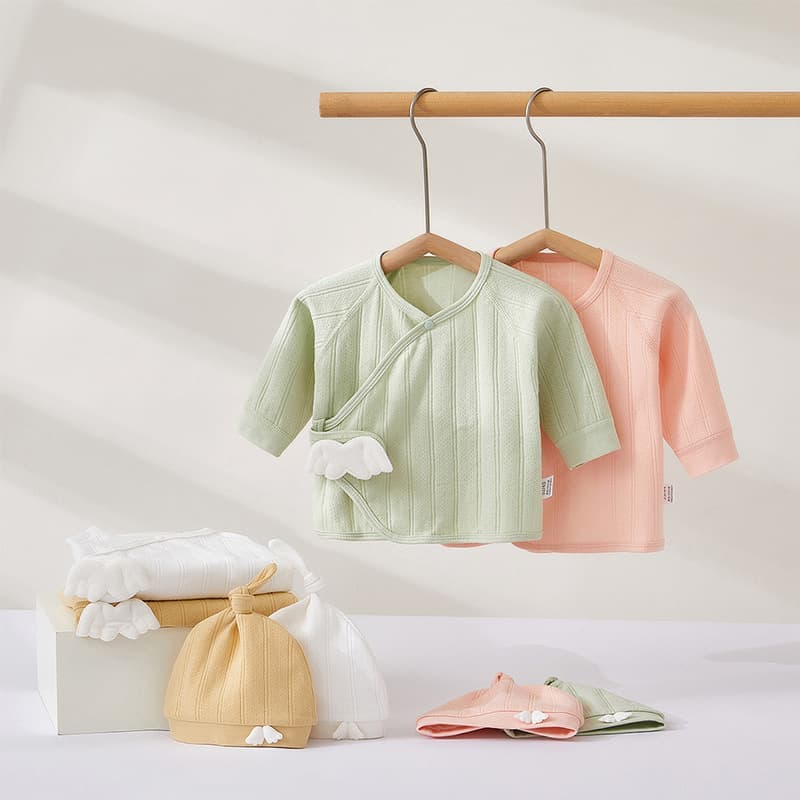 Infant Clothing Seamless Pure Cotton Spring/Autumn Style, Newborn Hook-and-Loop Half-Back Shirt, Full-Moon Kimono Top, Baby Upper Garment