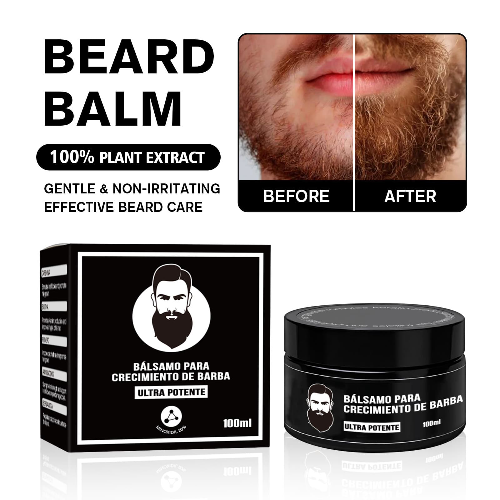 Beard Care Balm Beard Wax Styling Moisturizing Nourishing Care Wax for Thick Beards