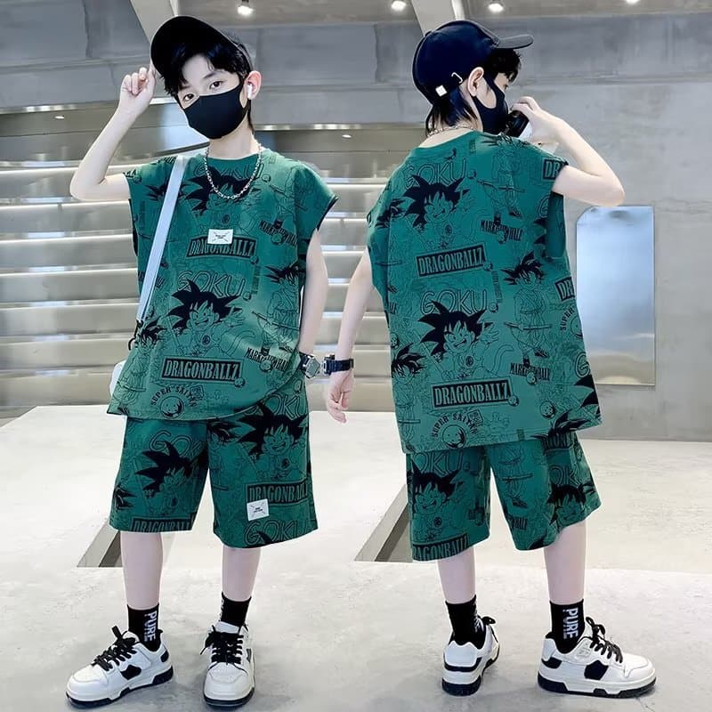 Boys' Vest Summer Suit 2025 New Style, Middle and Older Kids Sleeveless Children's Sportswear Summer Fashion