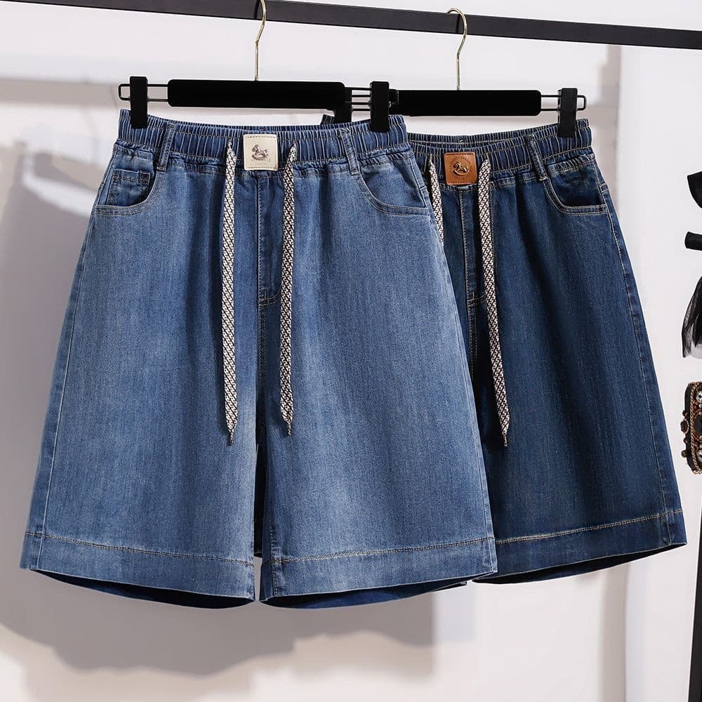Denim shorts for women summer 2026 new pants large size fat mm summer thin wide-leg five-point pants for outer wear