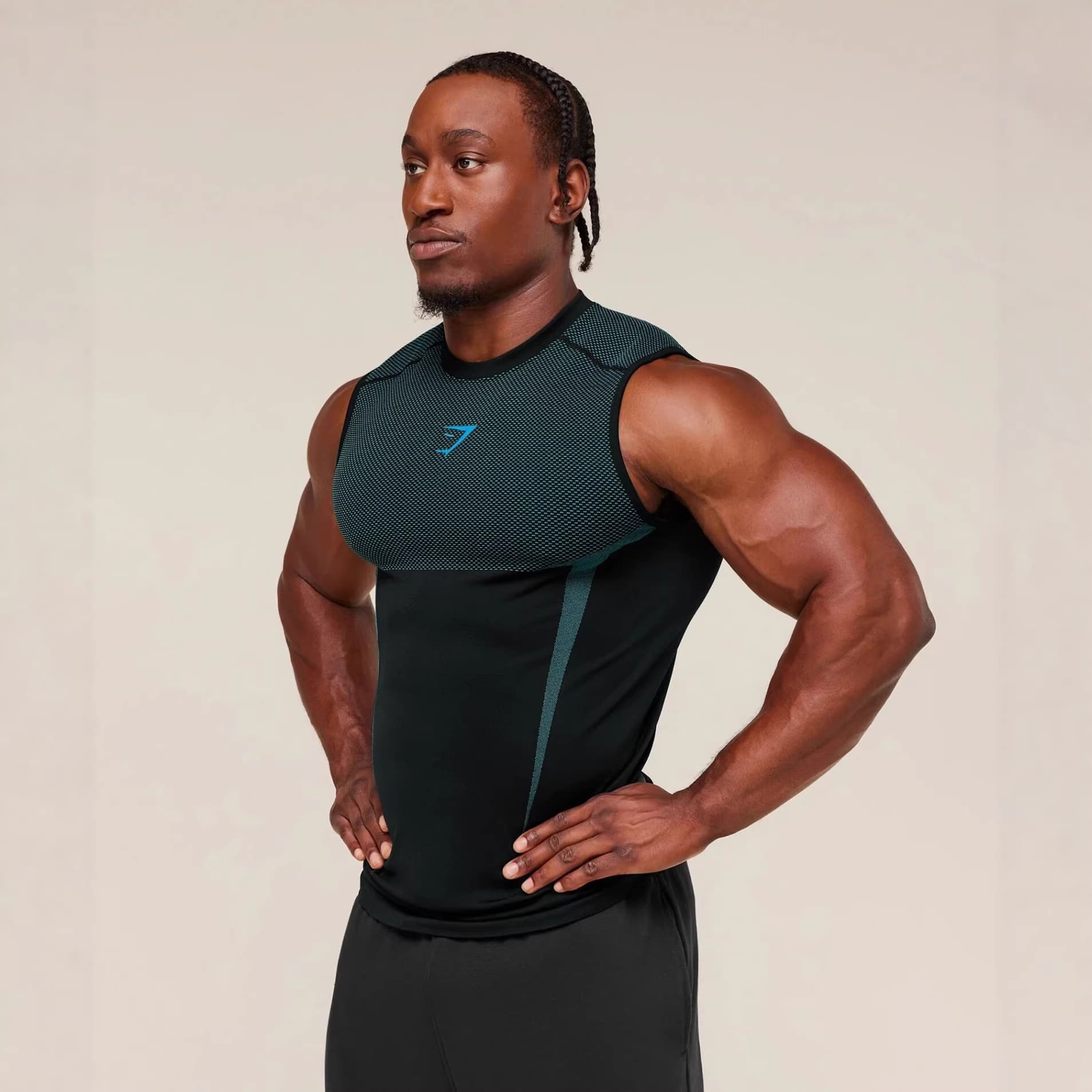GYMSHARK Men's Fitness Vest Top Breathable Athletic Compression Shirt Running Training Short Sleeve Muscle Shark