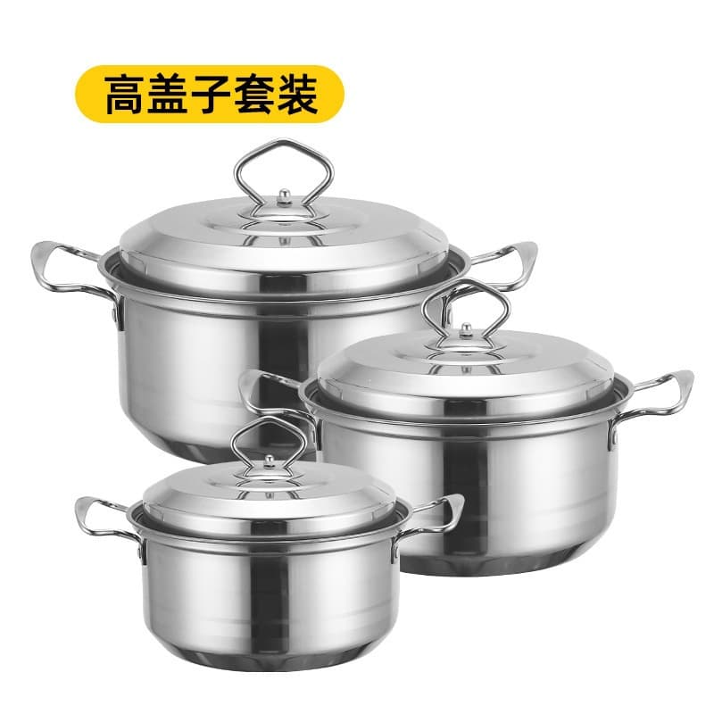 Cross-border Stainless Steel Cookware Set, 3-Piece Pot Set Gift, Double-Ear Soup Pot Combo, 6-Piece Cookware Wholesale