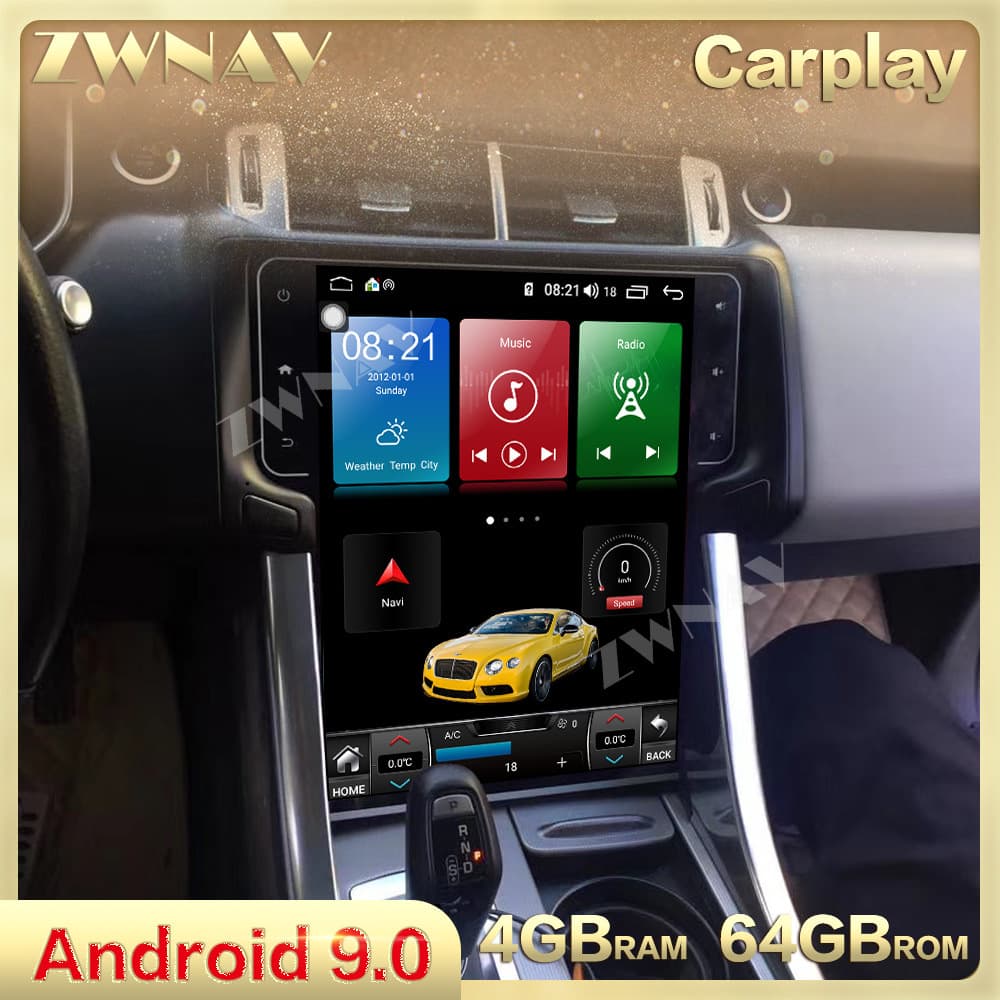 Tesla Style Android Vertical Screen Navigation for Land Rover Range Rover 2009-2013