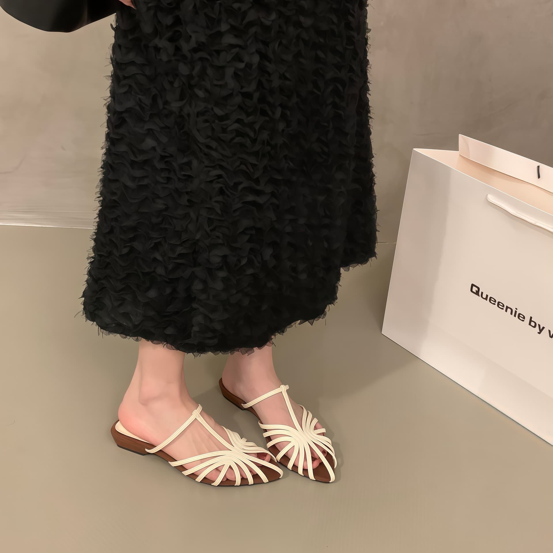 Yumeida Chunky Heel Woven Cutout Pointed Toe Sandals for Summer Dresses 2026 Vacation Style