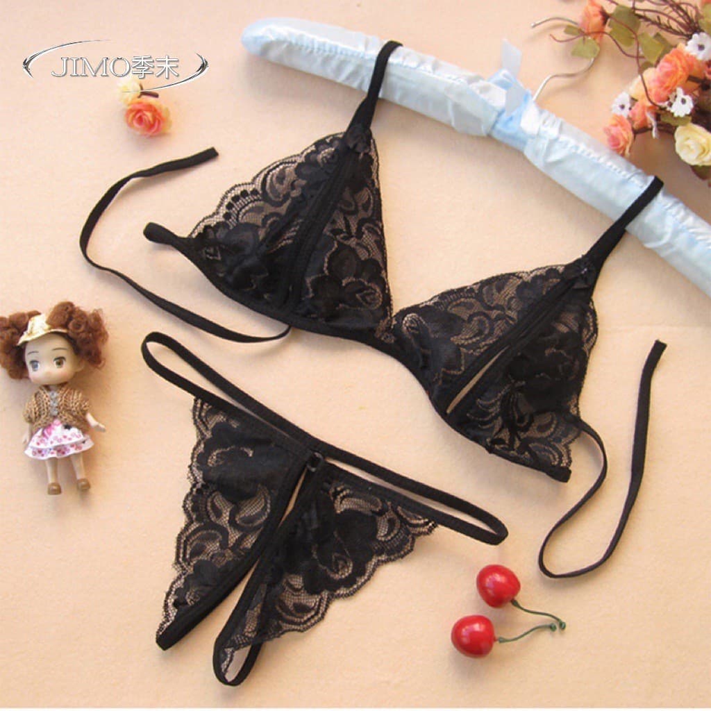 Sexy lingerie three-point sexy three-point style women's transparent lace bra panties seductive split set dropshipping