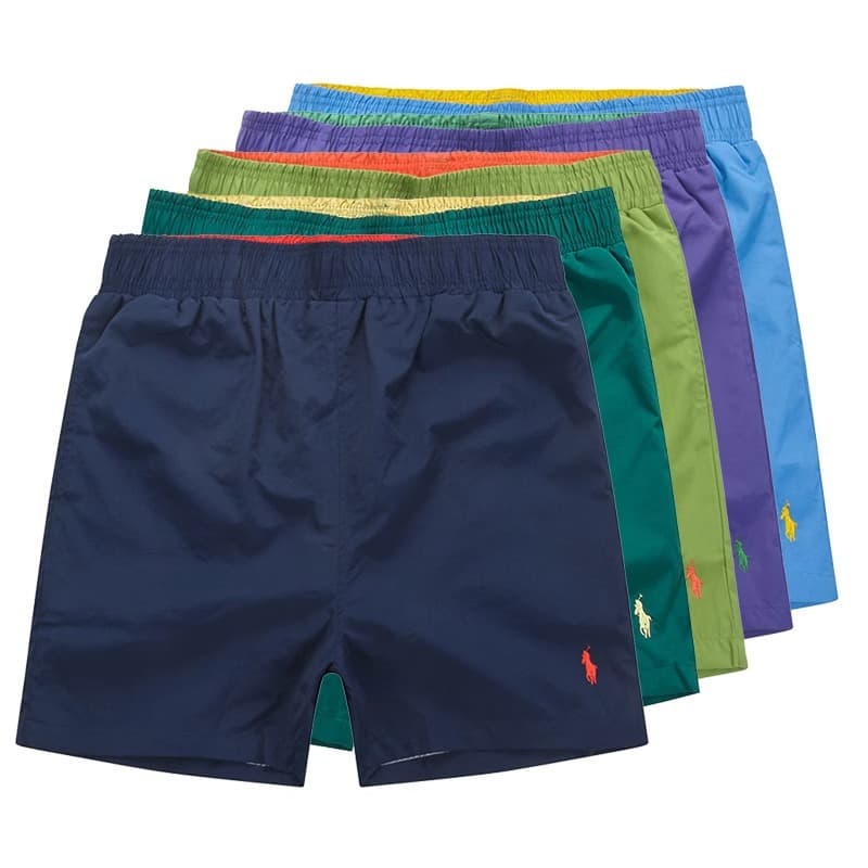 Men's Polo Embroidered Beach Shorts, Running Surfing Quick-Drying Shorts, Loose Fit Sports Casual Home Pants