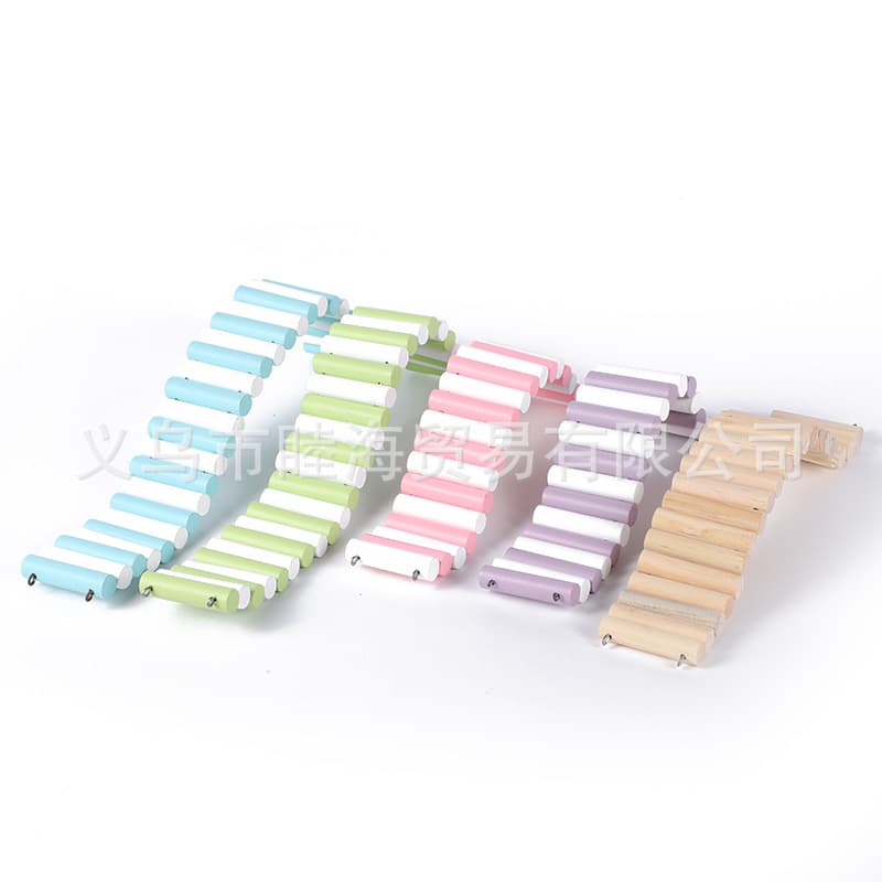 Pet Soft Ladder Wooden Stairs Decoration Furniture Small Fence Barrier Hamster Climbing Toy Wooden Ladder