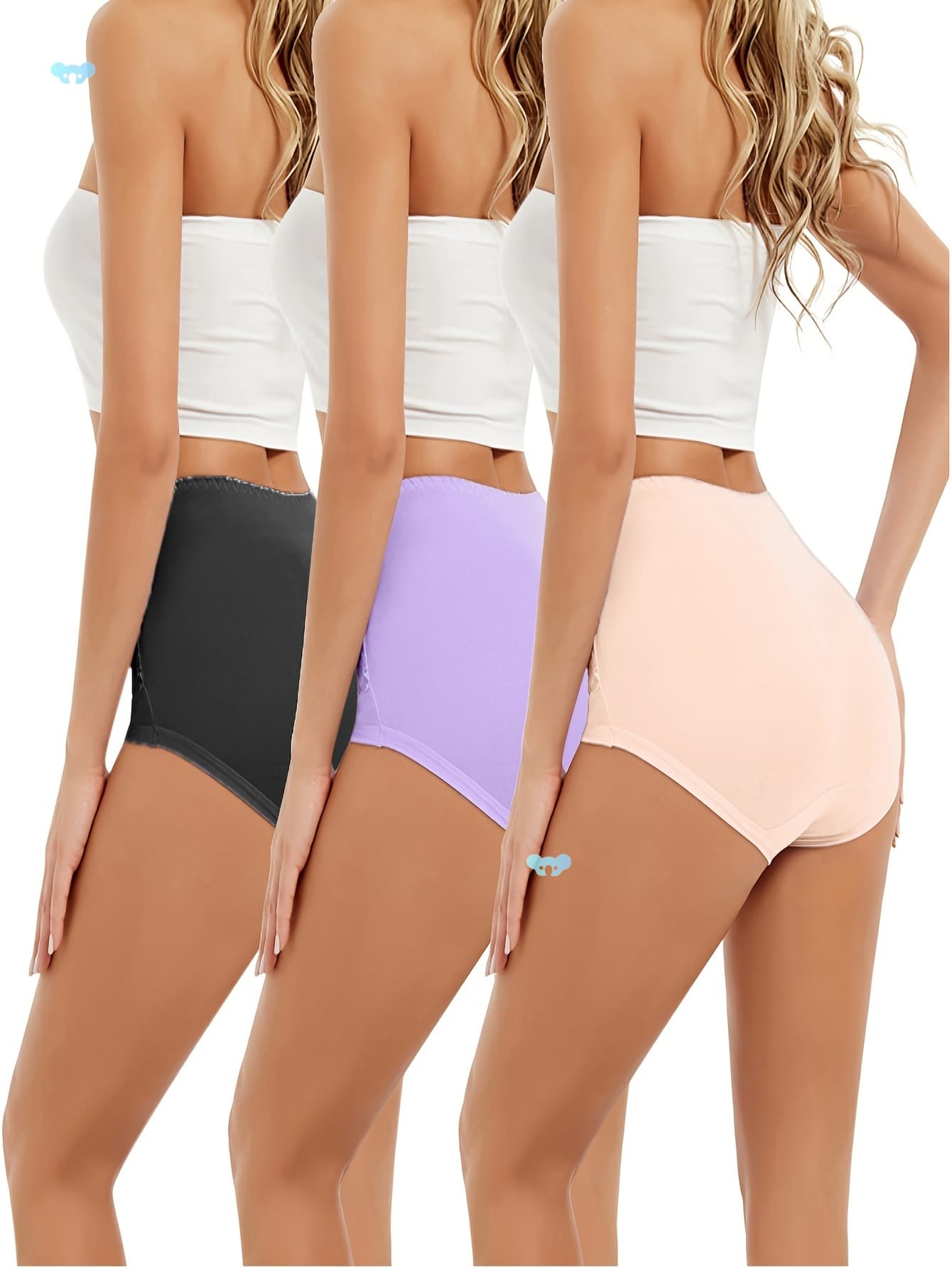 Set Of 3 Women's Large Size Solid Color High Waist Lace