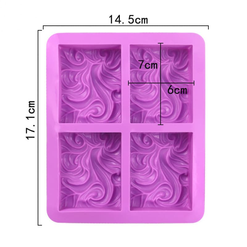 Caifu 6-Cavity Rectangular Soap Mold, Silicone Cake Mold, Cold Process Soap Rectangle Scented Mold, Food-Grade Silicone Mold