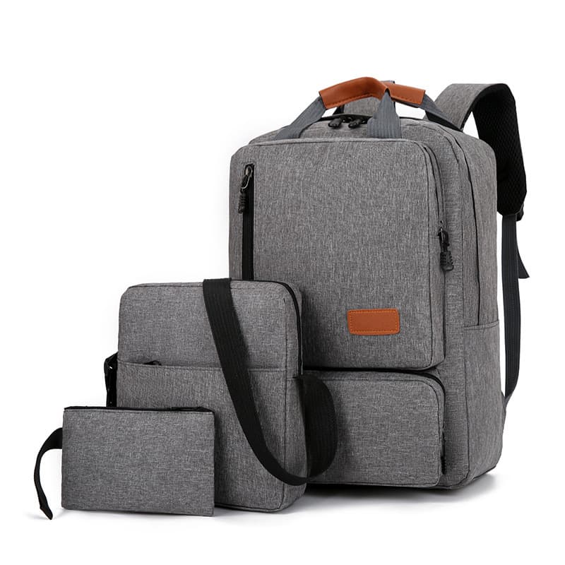 New cross-border three-piece backpack set for men, business outdoor large capacity commuter schoolbag, trendy backpack for high school students.