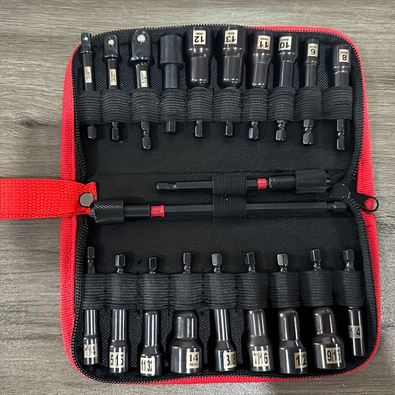 Cross-border 21-Piece Magnetic Nut Driver Set Long Nut Driver Magnetic Nut Labeled Self-Pickup
