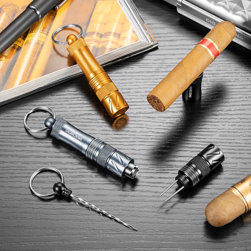 Qielong Cigar Drill Multi-functional Sharp and Durable 4-in-1 Cigar Hole Opener Portable Needle CF-25D