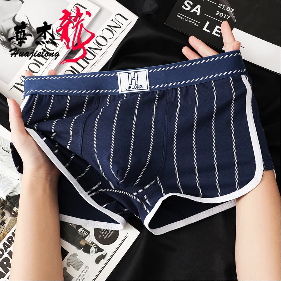 New Huajielong Printed Cotton Men's Boxer Briefs Breathable Trendy Shorts Drop Shipping