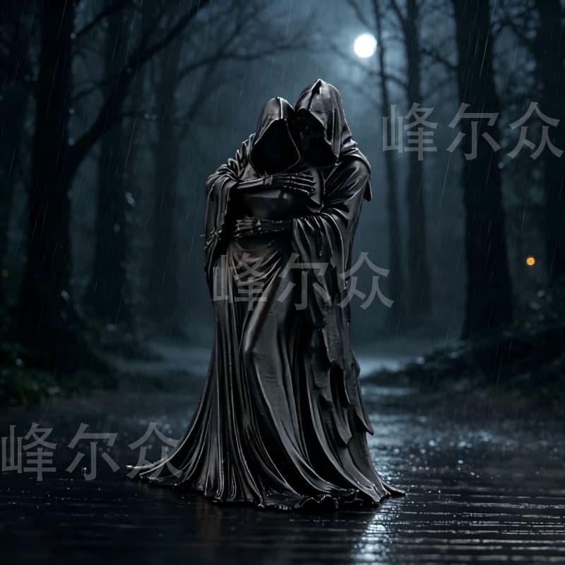 3D Printed Dark Death Embrace Gothic Skull Statue Desktop Decoration