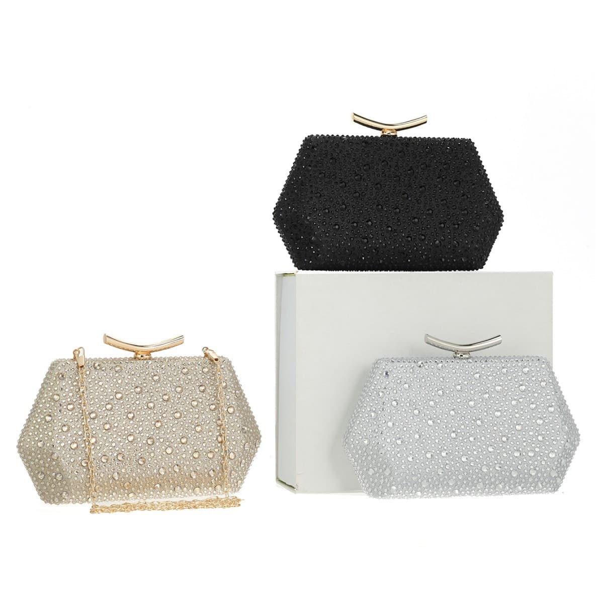 New Cross-border Evening Bag with Full Rhinestones, Women's Banquet Bag, Crossbody Light Luxury Clutch, Phone Bag, Evening Bag for Women