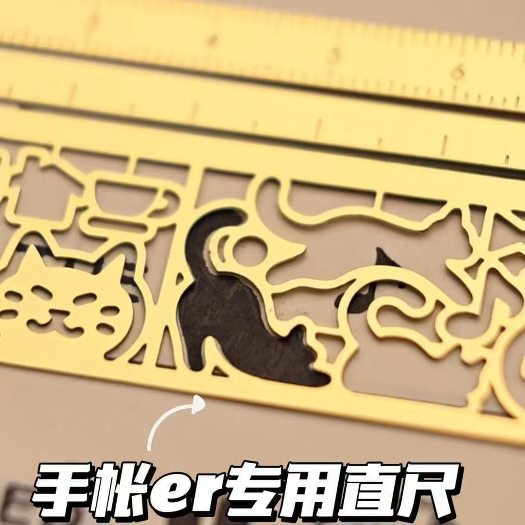 2025 New Japanese Cat Template Ruler for Journals, Multifunctional, Straight Ruler with Kitten Pattern, High-Value Gift