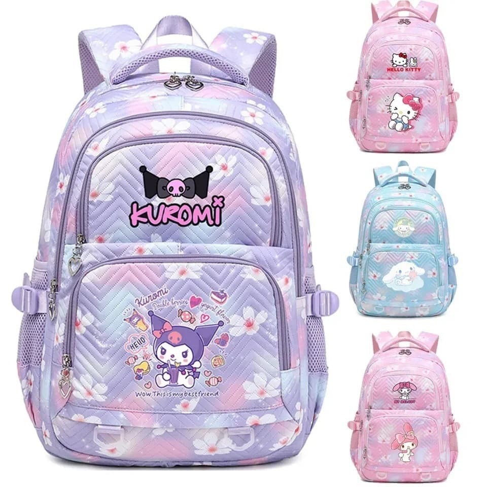 Japanese Cartoon Sanrio Print Backpack Large Capacity Lightweight School Bag for Teen Girls