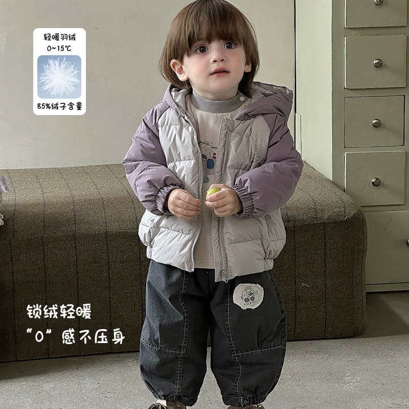 Boys Down Jacket Autumn Winter New Style Baby Hooded Down Coat Infant Cartoon Print Outdoor Wear Class A