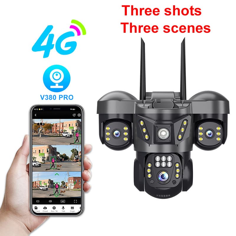 V380 CCTV Outdoor Three-Lens WiFi PTZ Camera 4G Three Eyes