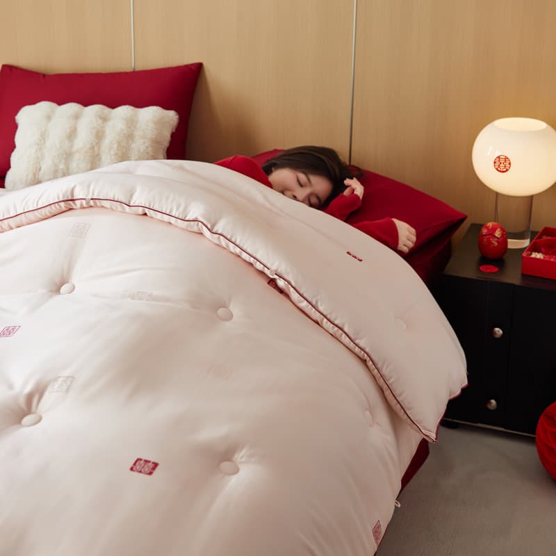 High-quality Pink Double Silk Protein Dowry Quilt, Warm and Thick for Winter