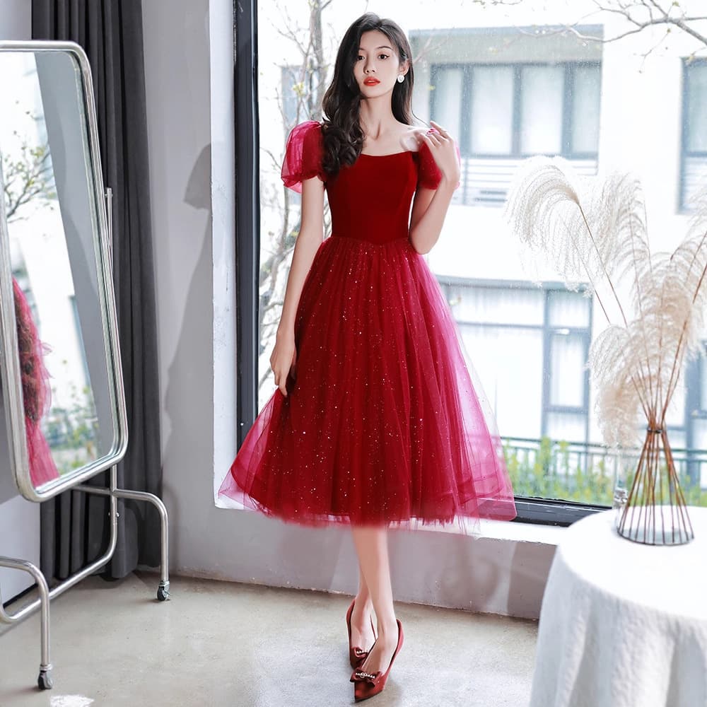 Bridesmaid Dress Bride Summer Red High-End 2026 New Style Runaway Princess Wedding Engagement Party Gown Tulle Dress for Women