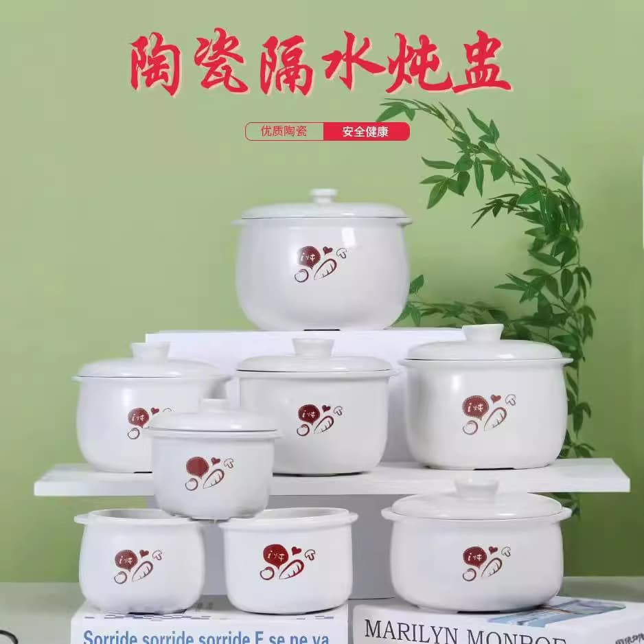 Little Bear Electric Stewing Pot Ceramic Accessories 0.8L Inner Pot Lid, Various Sizes Stewing Jars, Shaxian Soup Tureen, Clay Pot Steaming Jar, Wholesale