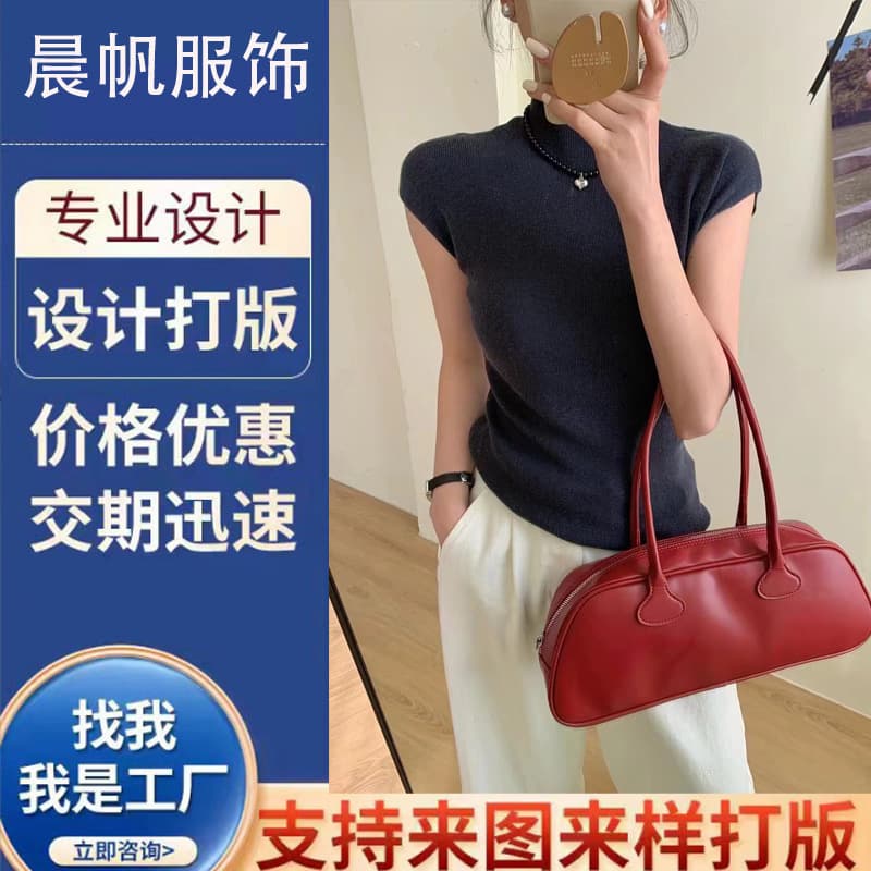 Solid color versatile casual women's knit T-shirt short sleeves, small-batch OEM based on designs or samples, customization.