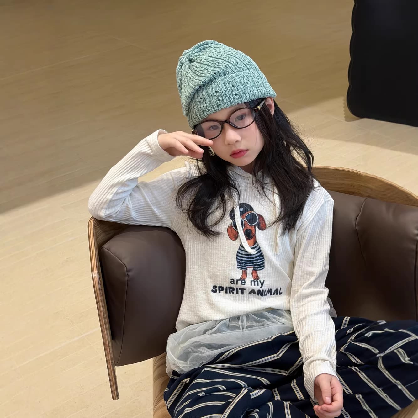 Mo Xiao Meng T-shirt 2026 spring girls Korean version cartoon hooded slim bottoming shirt children's long-sleeved tops