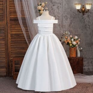 New Cross-Border One-Shoulder Evening Gown Long Princess Dress Amazon Wedding Dress Piano Exam Performance Puffy Long Skirt