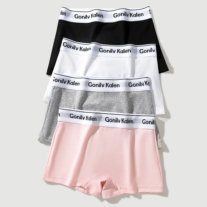 Sports Style Contrast Letter Belt Comfortable Women's Bikini Briefs Simple Mid-Rise Breathable Cotton Lining Skin-Friendly Four-Corner Underwear