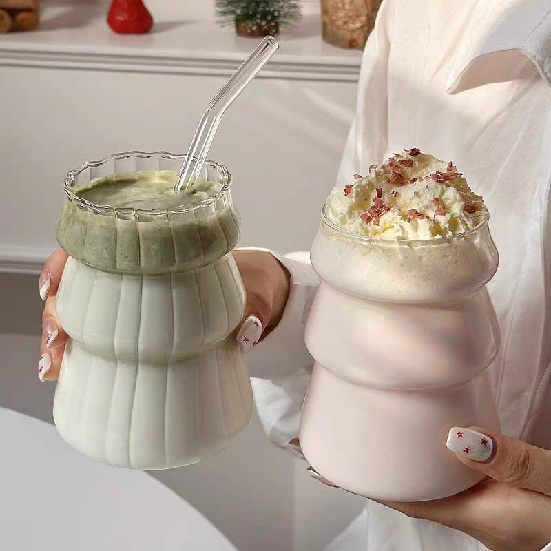 Christmas tree shaped glass coffee cup ins Feng Shui cup high temperature resistant cup Christmas gift souvenir