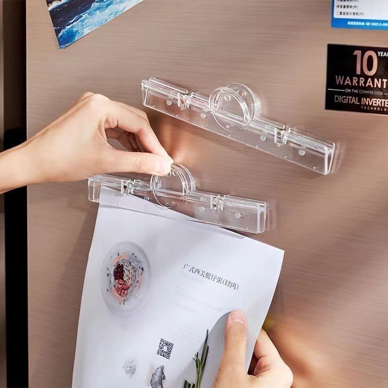 File and Receipt Clip with Magnetic Function, Transparent Folder, Menu Clip, Office Supplies Storage Clip, Transparent