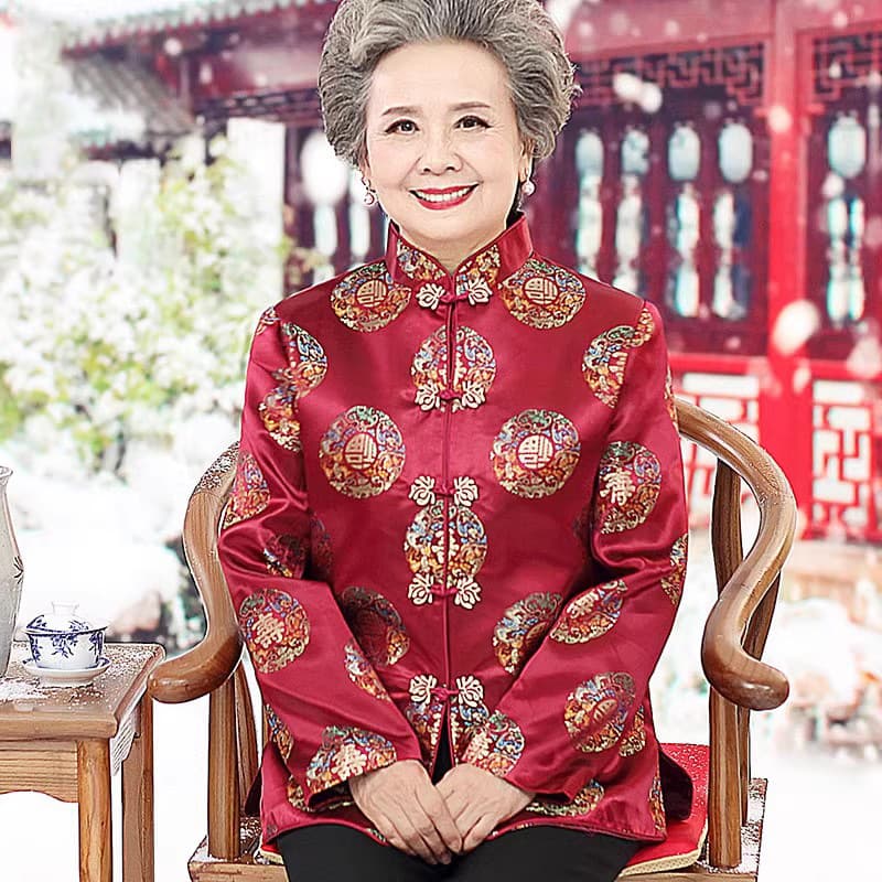 80-Year-Old Elder Birthday Tang Suit Women's Grandma Autumn Outerwear, Middle-Aged and Elderly Mother's Wear Spring-Autumn New Clothes