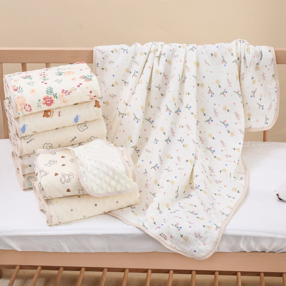 Baby Gauze Bean Blanket, Stroller Coverlet for Newborns, Toddler Nap Blanket for Kindergarten