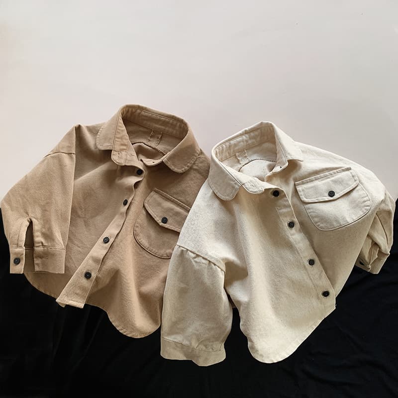 New autumn style boys' shirts, Korean retro style, versatile and fashionable; Japanese style baby cotton jackets.